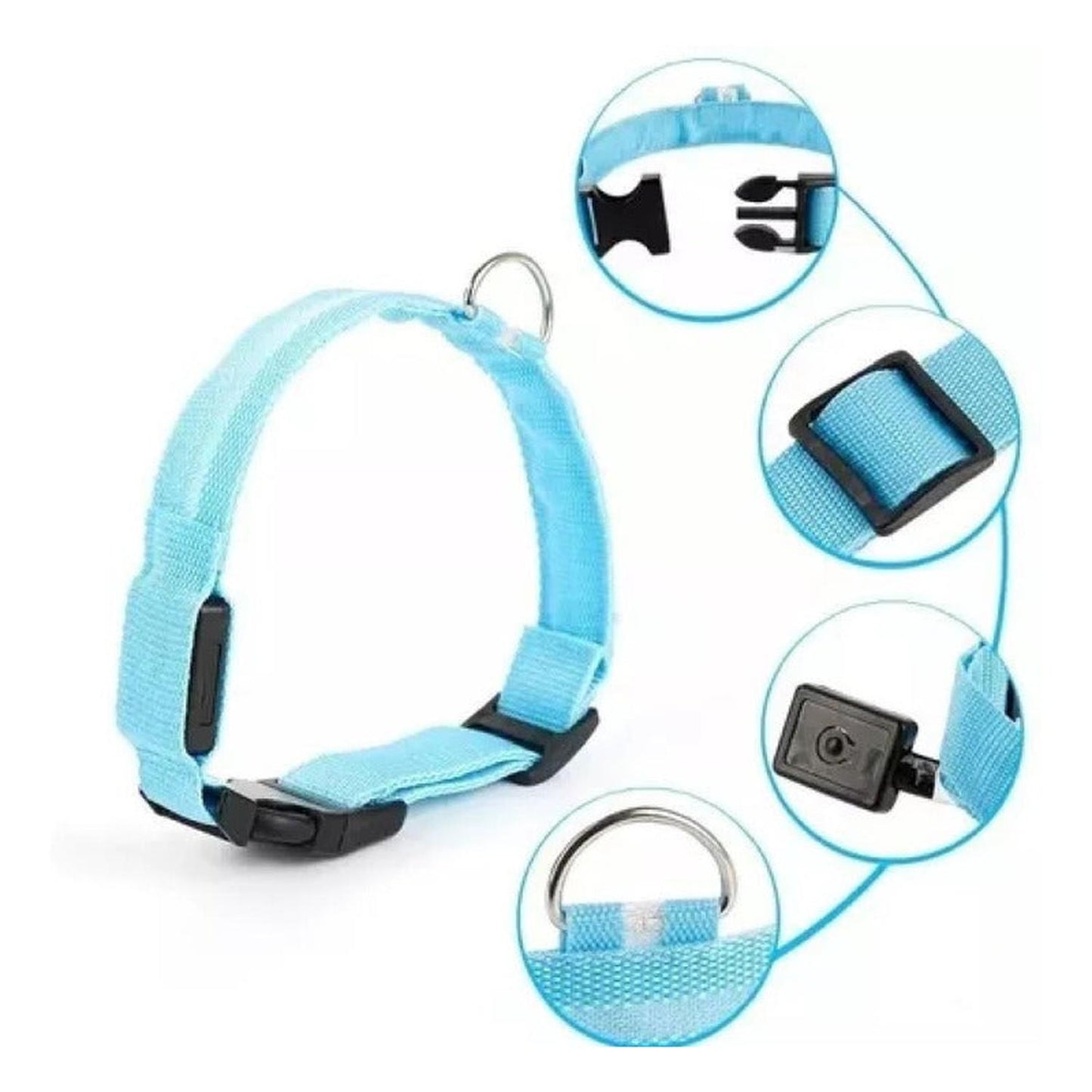 Collar Con Luz Led Carga Usb Para Perros Gatos Talla S