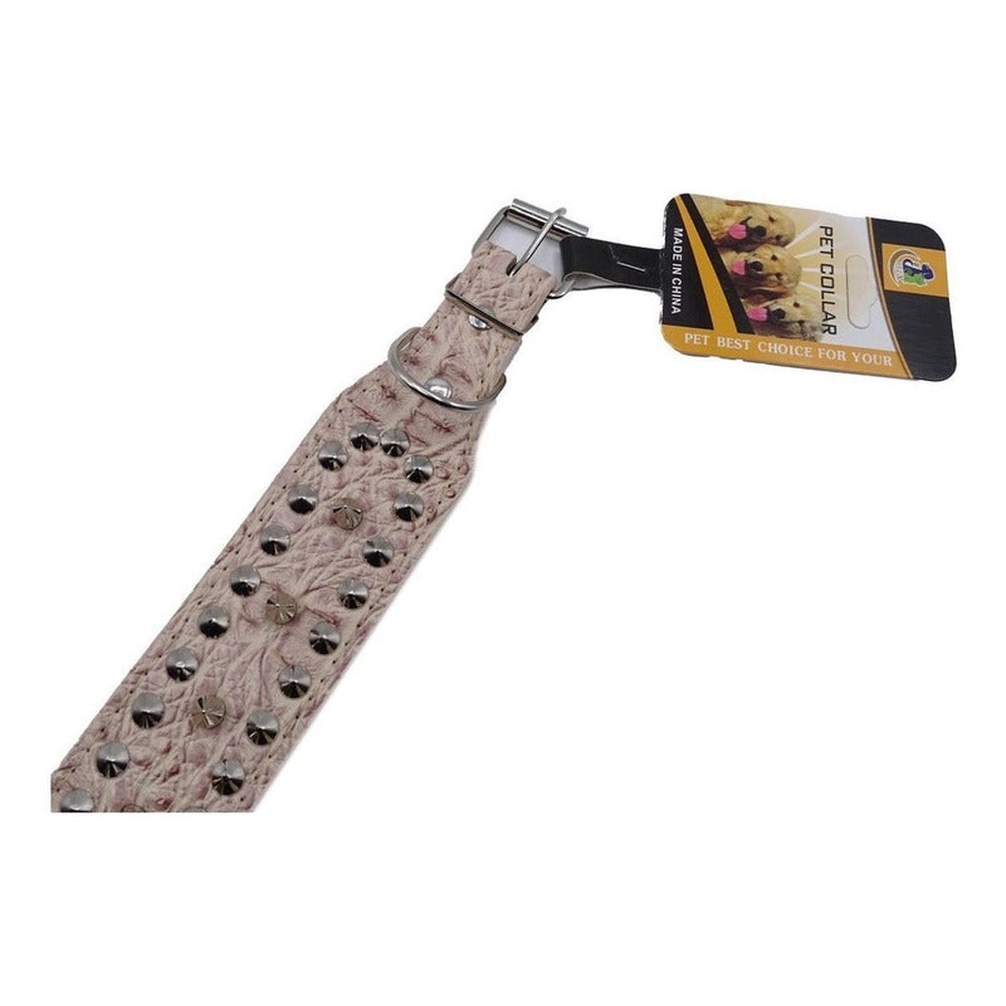 Collar Cuerina Con Púas Para Perros 58 Cm Reforzado Talla M
