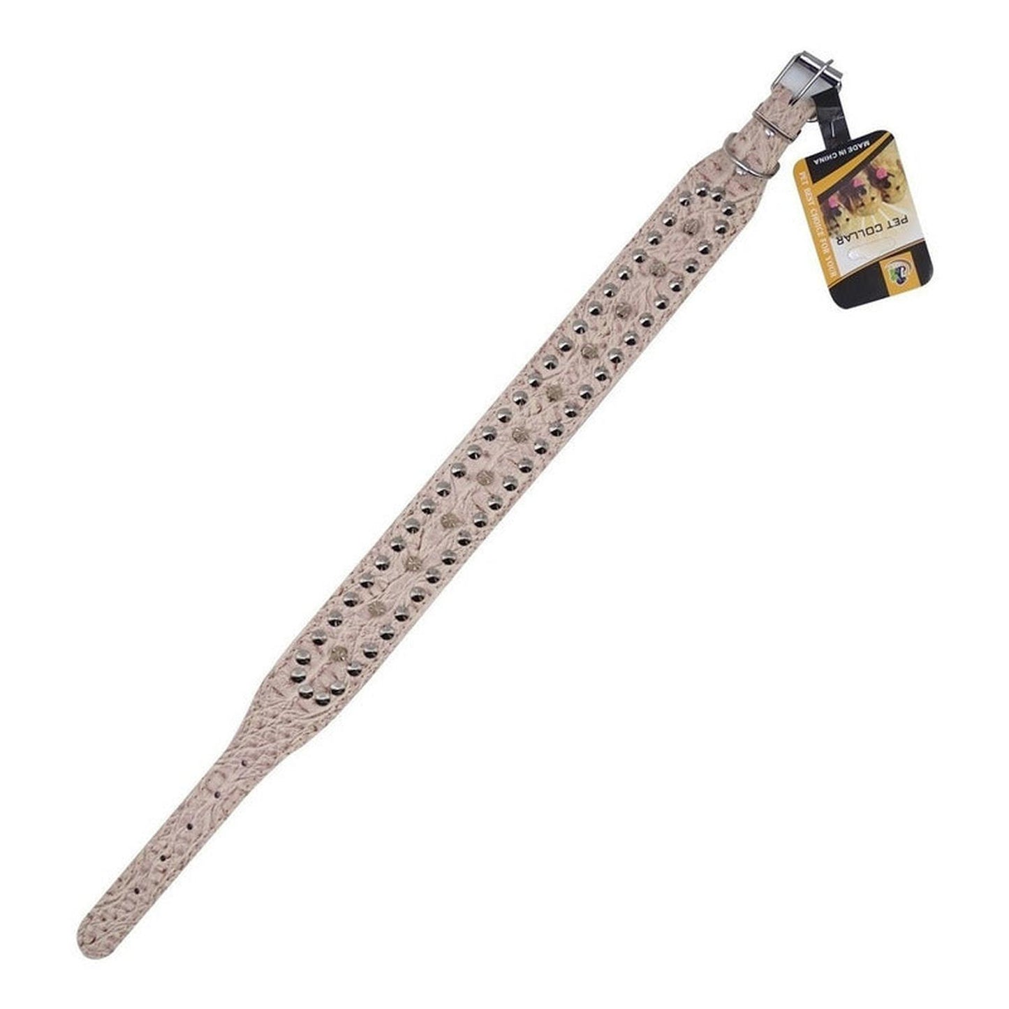 Collar Cuerina Con Púas Para Perros 58 Cm Reforzado Talla M